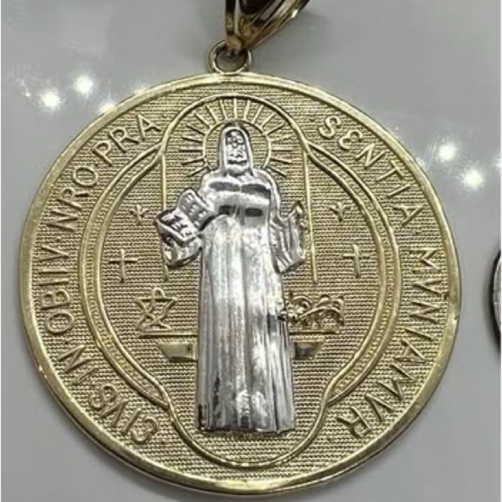 14k Solid Gold Nice Saint Benedict Medal